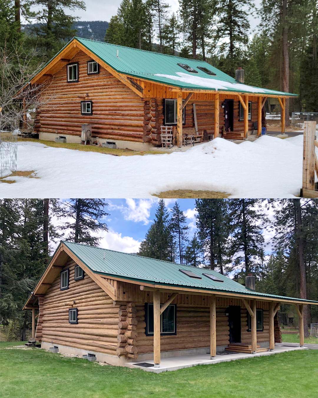 Log home before and after