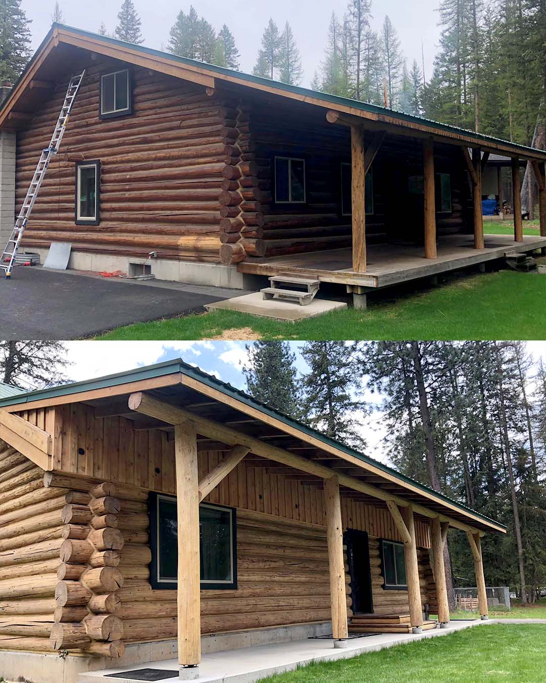 Log home before and after2