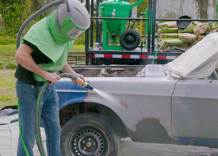 Vehicle shop shot blasting